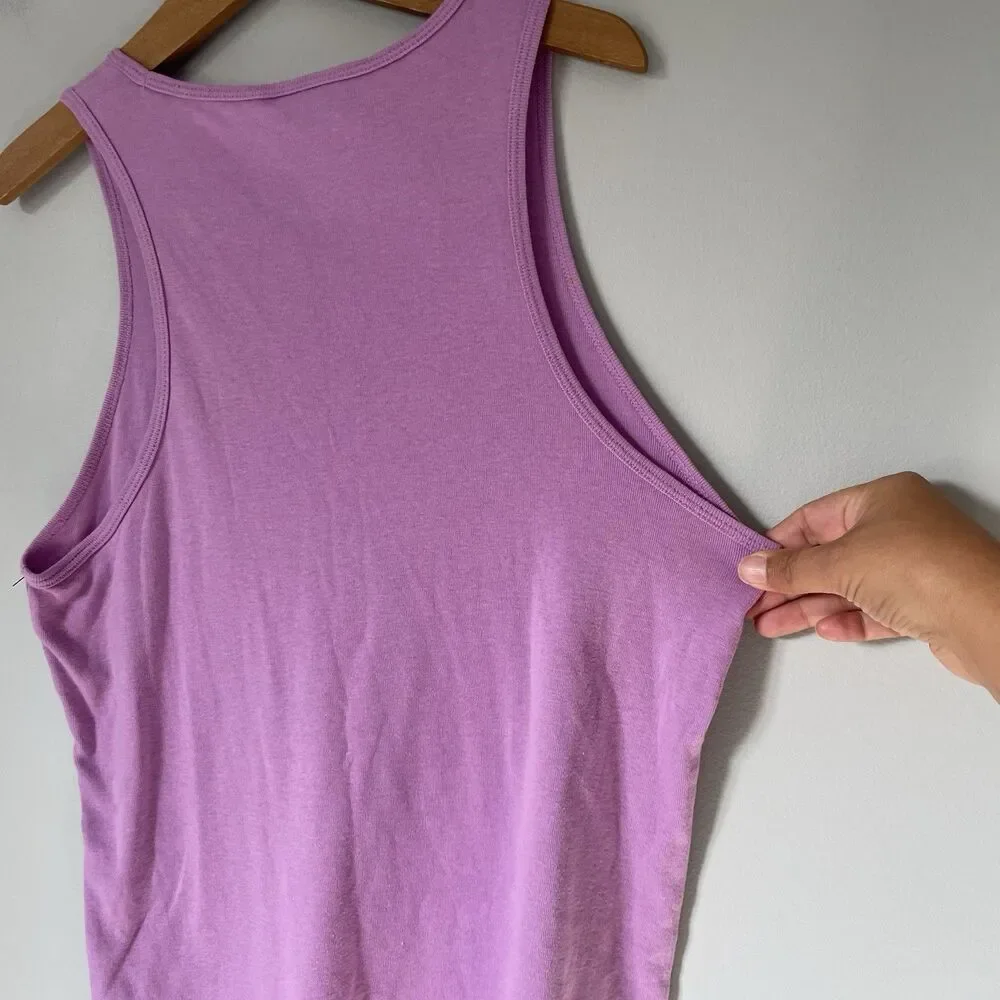 Nike Athletic Tank Top High Neck Pink Black Cotton Blend Women's Size Medium